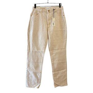 Rolla's Womens G'Day Mate Classic Straight Jeans Beige High Rise Pockets 32 New